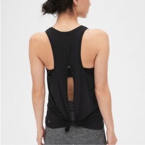 GapFit Breathe Tie-Back Heather Black Women's Tank Top Size XS